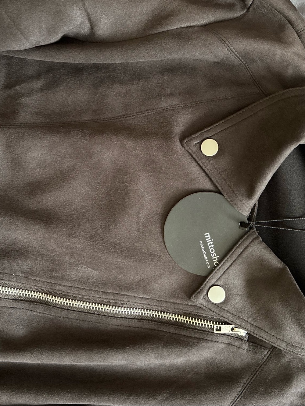 MittoShop NWT Women's Dark Gray Suede Moto NEW Jacket Size XL - Picture 8 of 10